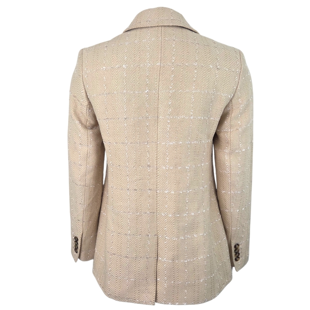 Ann Taylor Tweed Blazer Suit Jacket NEW Double Breasted Womens 4 Beige Tan - Picture 7 of 14